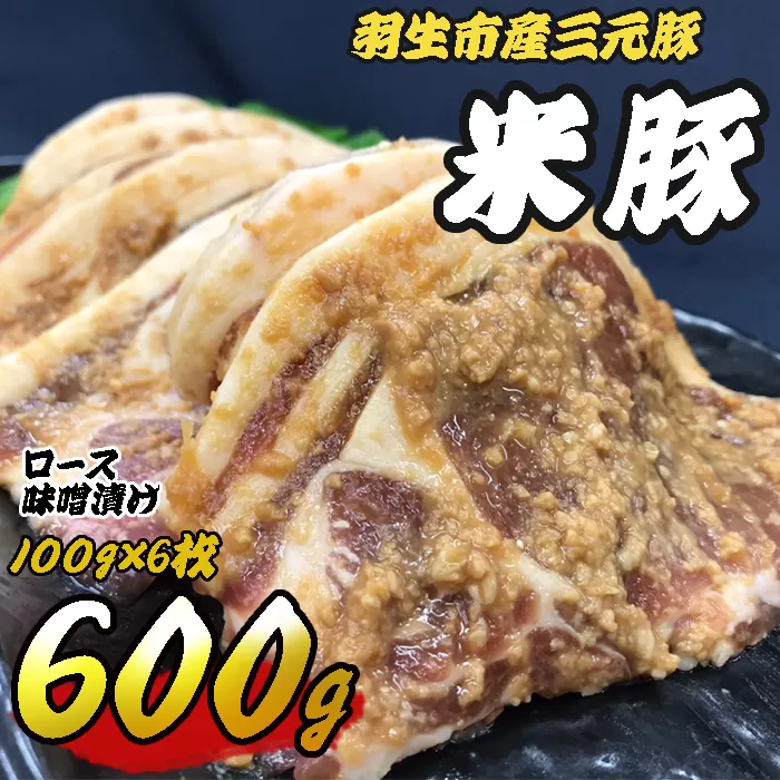 豚肉 ロース 味噌漬け 600g(100g×6枚)味噌漬け 三元豚 米豚 国産 豚 ポーク 肉 羽生市産 小分け 個包装 小袋 便利 ブランド ブランド豚 精肉 肉加工品 まとめ買い 間中さん家 株式会社古川ミート 埼玉県 羽生市