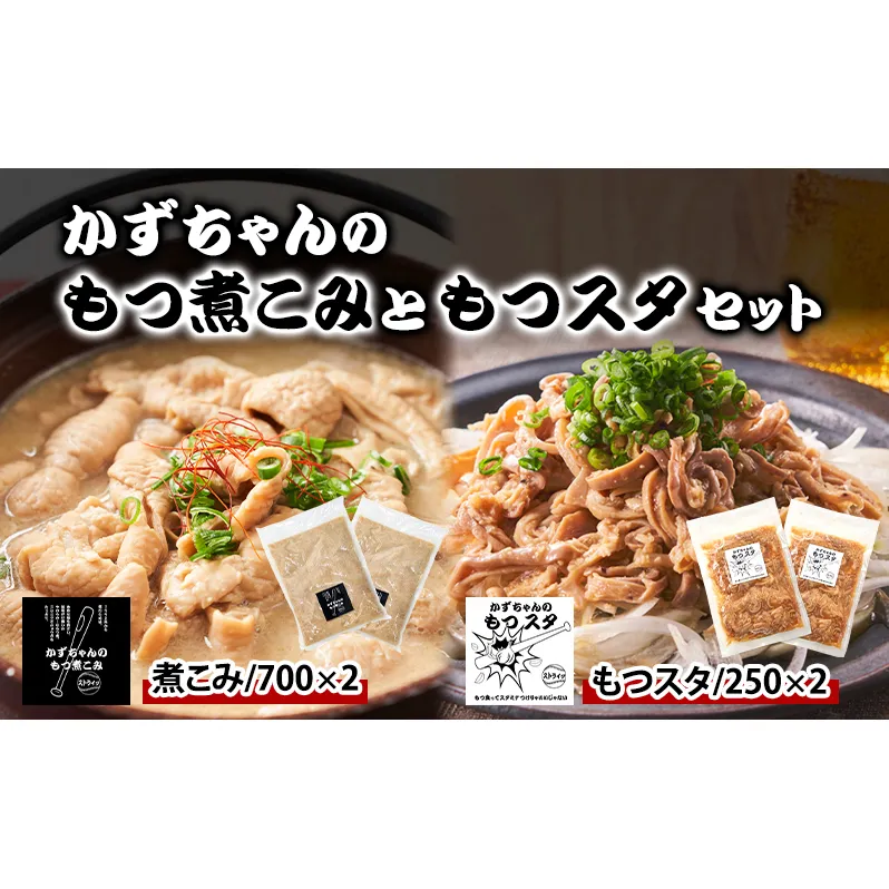 かずちゃんのもつ煮こみともつスタセット【700g×2袋，250g×2袋】惣菜 千葉県 千葉市 お取り寄せグルメ 球場グルメ 球場名物 おかず おつまみ 酒の肴 国産豚 ホルモン もつ 本格的