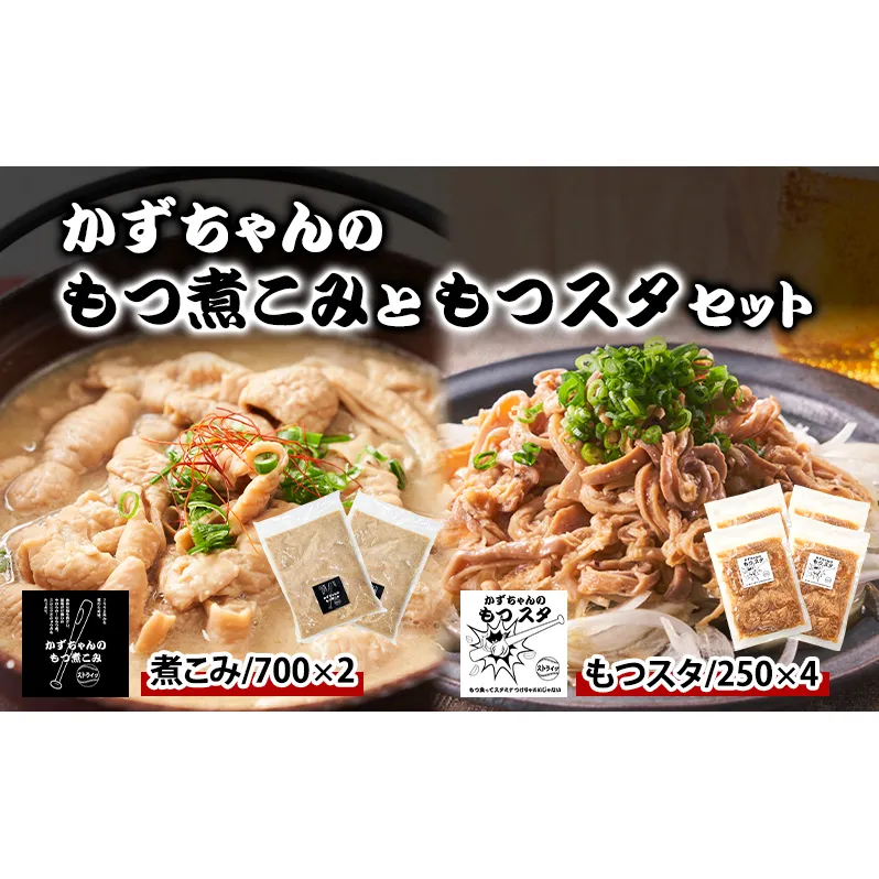 かずちゃんのもつ煮こみともつスタセット【700g×2袋，250g×4袋】惣菜 千葉県 千葉市 お取り寄せグルメ 球場グルメ 球場名物 おかず おつまみ 酒の肴 国産豚 ホルモン もつ 本格的