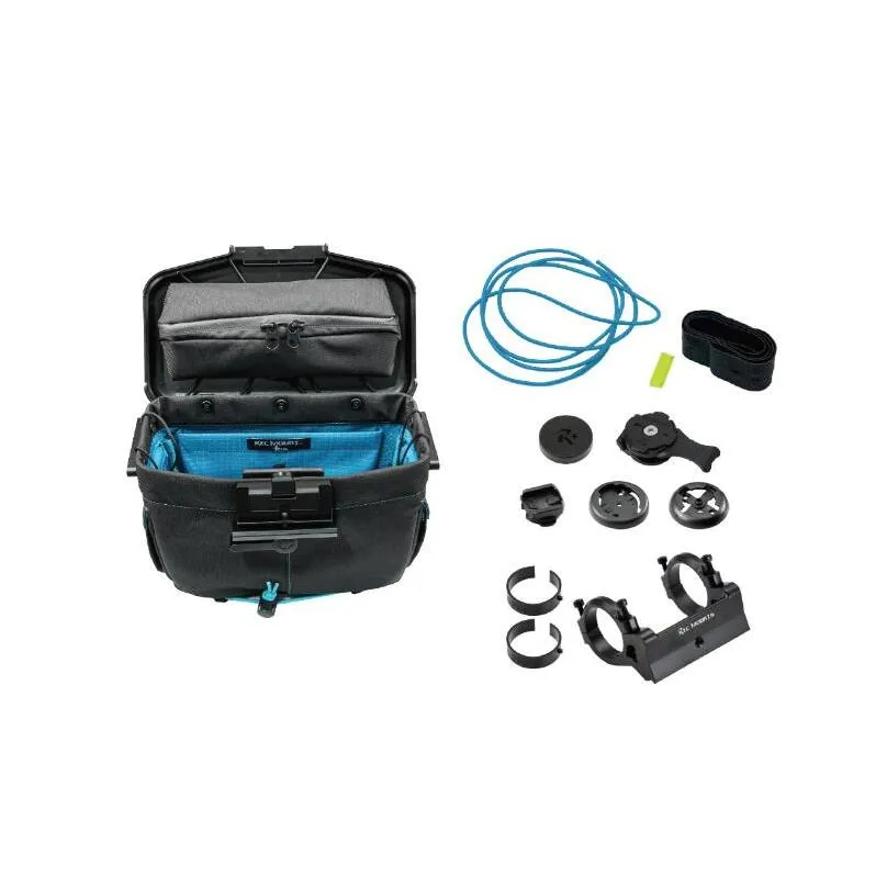 [レックマウントプラス] ライドオンバッグ(ブラック/ターコイズ)+ハンドルバー専用ベースマウント【R+Bag-BKTQ-DM35】「Ride On Bag とベースマウント(R+B-DM35)のセット品」