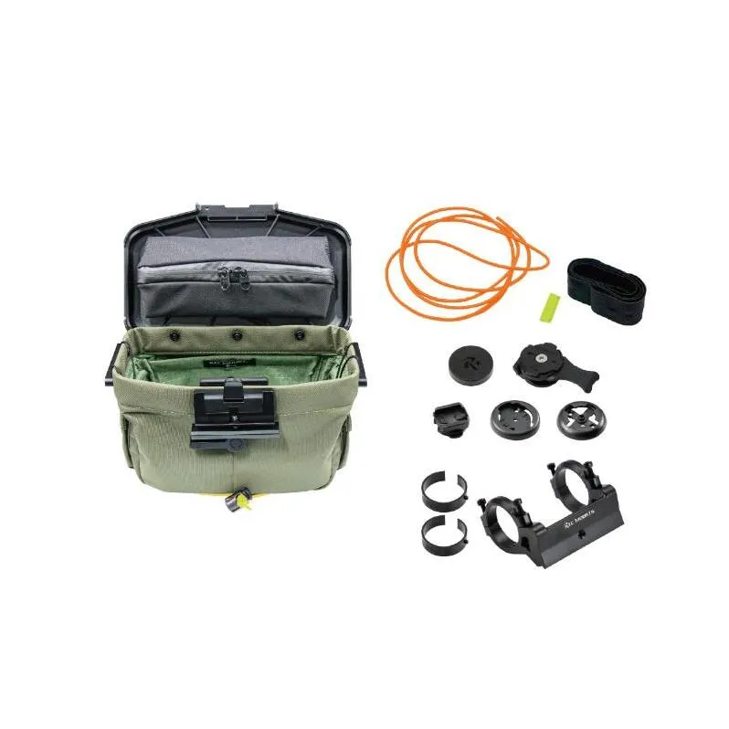 [レックマウントプラス] ライドオンバッグ(オリーブ)+ハンドルバー専用ベースマウント【R+Bag-OLIVE-DM35】「Ride On Bag とベースマウント(R+B-DM35)のセット品」