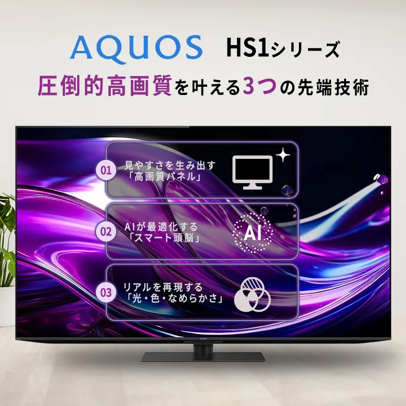 テレビ 65型 4K 量子ドット有機ELテレビ シャープ SHARP AQUOS アクオス 65V型 4T-C65HS1 Google TV YouTube Netflix 内蔵 大画面 144Hz ゲーム 映画 最高峰 高画質 100W 高音質 家電 電化製品 送料無料