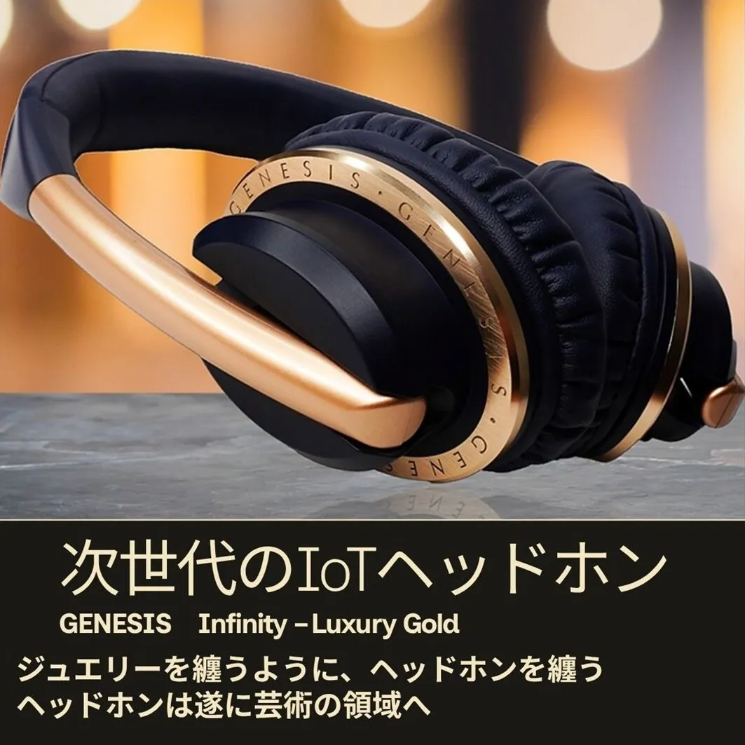 ヘッドホン GENESIS/次世代のIoTヘッドホン Infinity - Luxury Gold - 日本製 有線 音楽 リスニング ナチュラルな音質 立体的 千葉市 千葉県