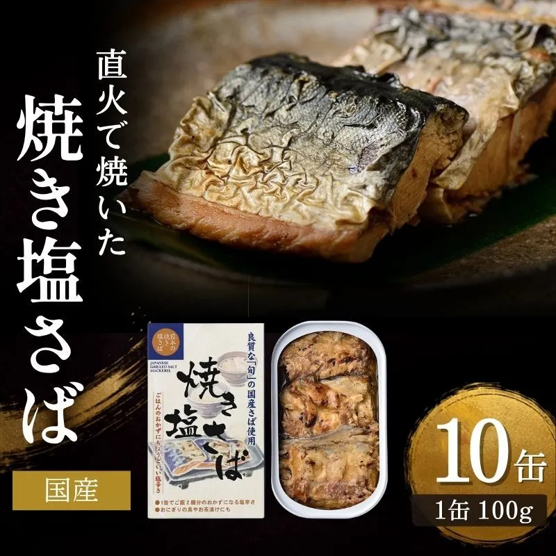 国産 焼き塩さば 10缶 缶詰 さば サバ 鯖 常温保存 防災 備蓄 非常食 保存食 国産 おかず お弁当 おにぎり お茶漬け 千葉県 千葉市