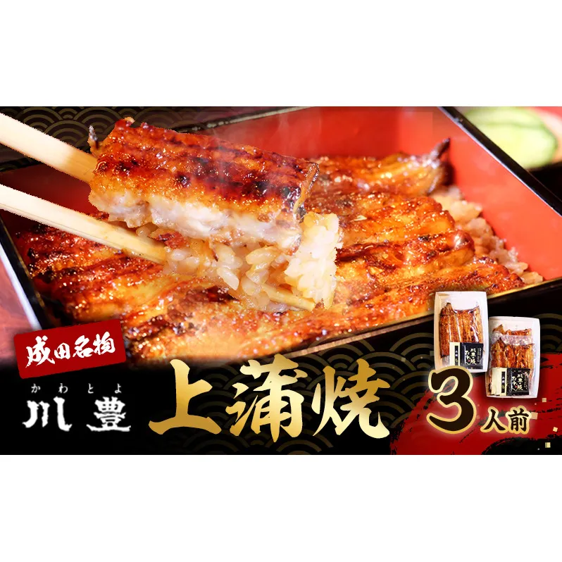 うなぎ 川豊 上蒲焼 3人前 セット 蒲焼 うなぎの蒲焼 国産うなぎ 国産 高級品 高級食材 老舗 真空パック