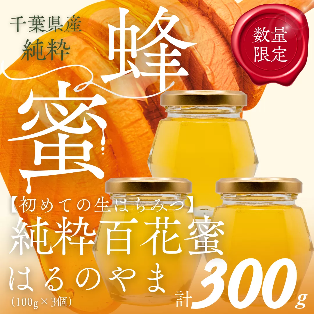 千葉県産「純粋はちみつ」はるのやま(百花蜜)3個 X008