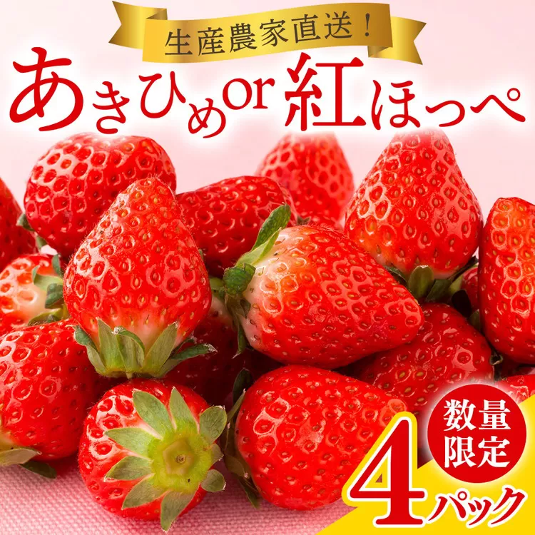 岡戸農園　いちご（4パック）＊「あきひめ」あるいは「紅ほっぺ」数量限定 16ｰ7 ※2027年1月～発送