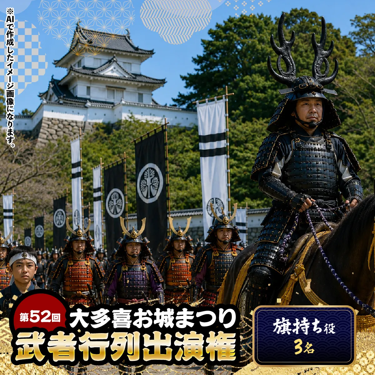 第52回大多喜お城まつり武者行列出演権(旗持ち役3名) W05014