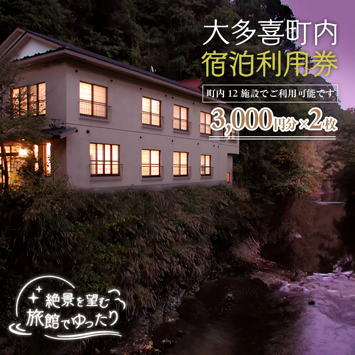 W02033 大多喜町内宿泊利用券3000円 2枚