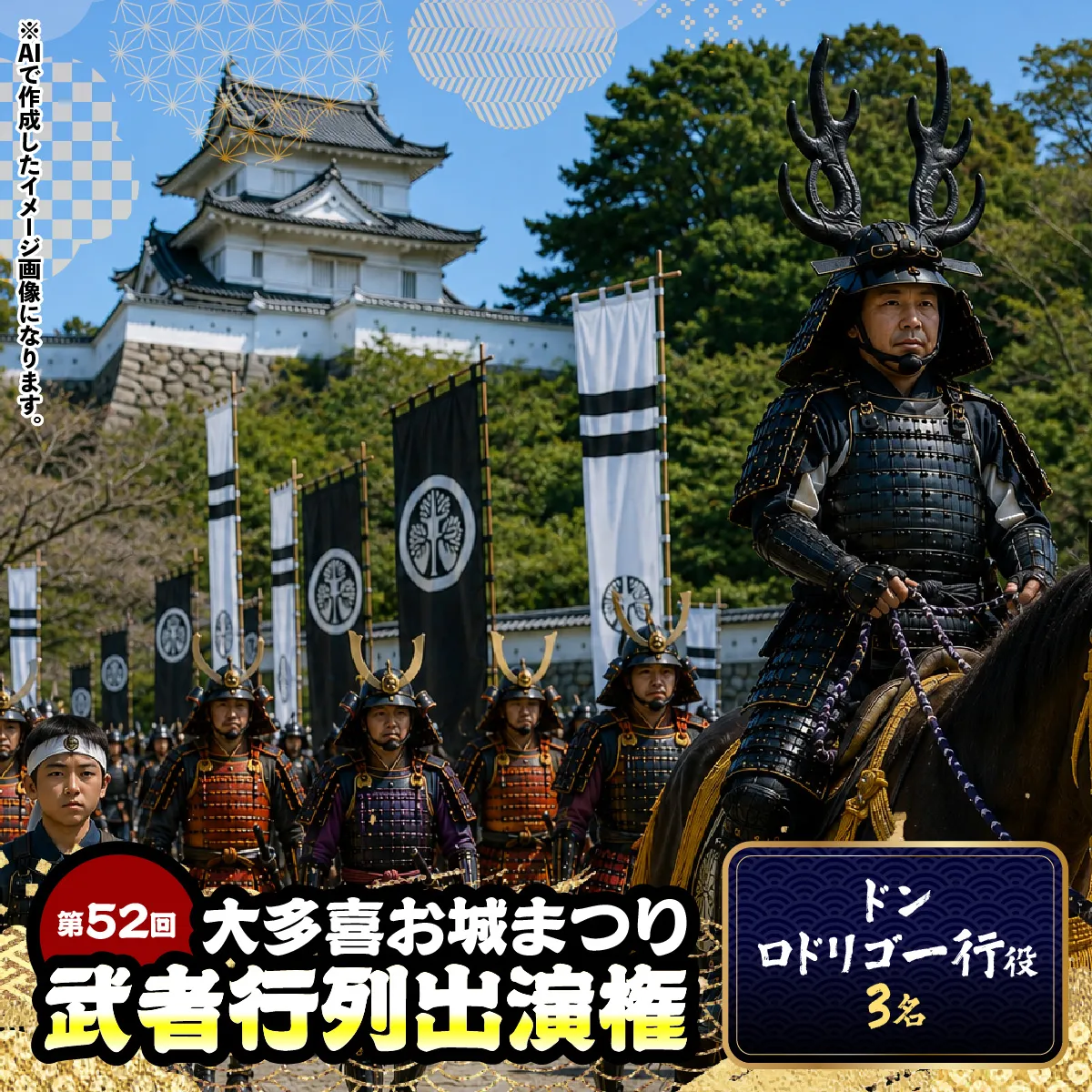 第52回大多喜お城まつり武者行列出演権(ドンロドリゴ一行役3名) W05017