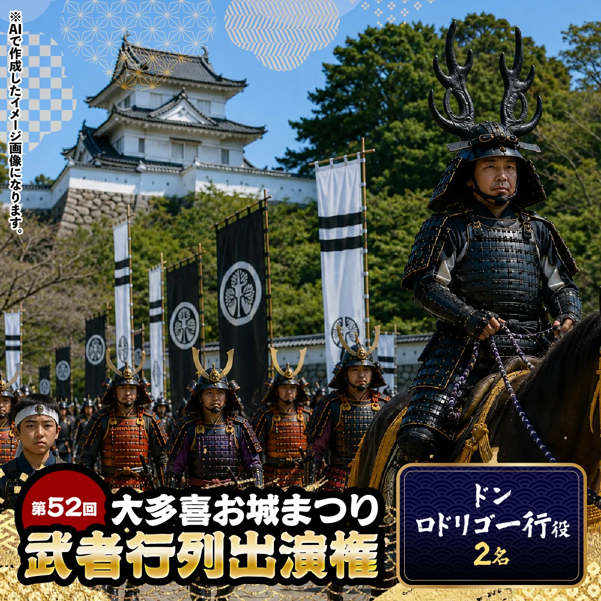 第52回大多喜お城まつり武者行列出演権(ドンロドリゴ一行役2名) W03409