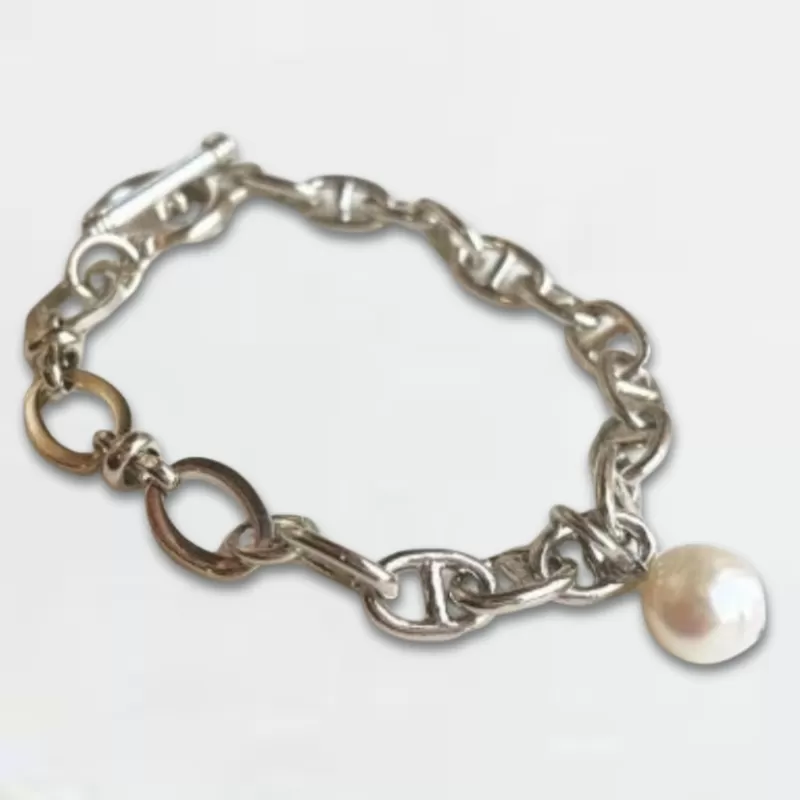 [Cherieオリジナルブレスレット]pearl chain brace / silver