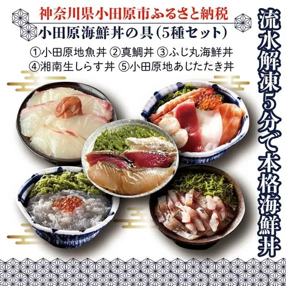 【曽我の梅干し、小田原地あじ、小田原港直送地魚丼、大磯港直送湘南生しらす】小田原海鮮丼の具（5種セット）