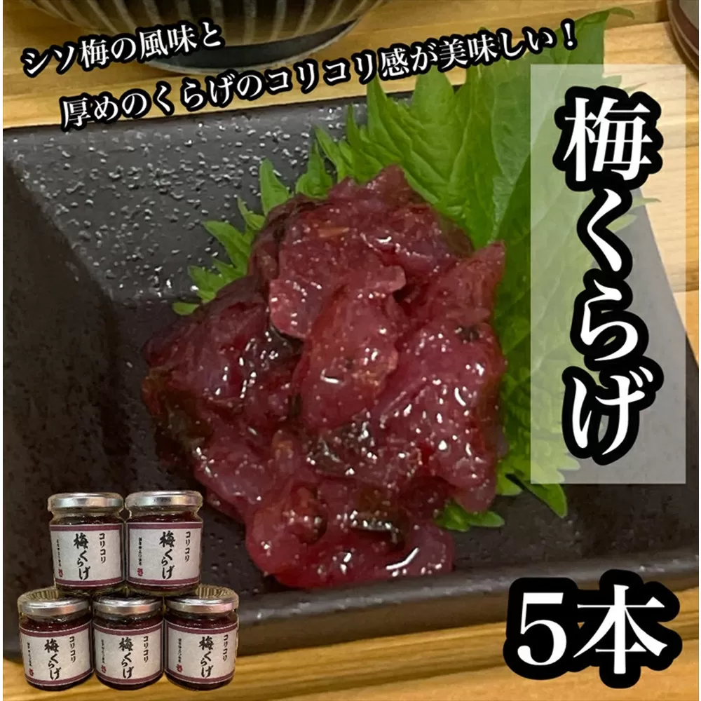 梅くらげ 5本【くらげ 珍味 おつまみ 梅しそ 惣菜 海鮮 塩辛 珍味 お取り寄せ 御中元 お中元 お歳暮 父の日 母の日 贈り物 日本酒 焼酎】【神奈川県小田原市早川】