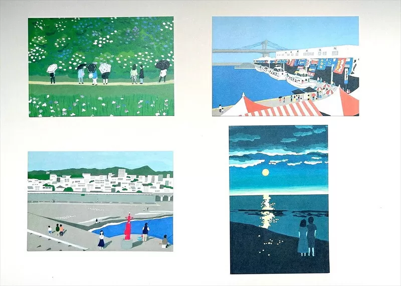 ポストカード８枚セット【絵はがきセット 小田原 100x148mm 風景絵はがき 8枚セット 風景 やわらかい やわらか描写 アート作品 屋内装飾 神奈川県 小田原市 】