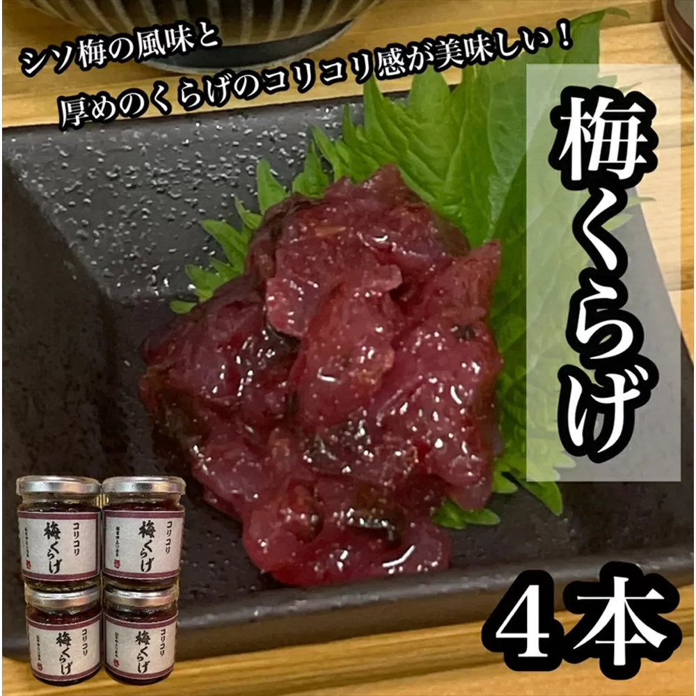 梅くらげ 4本【くらげ 珍味 おつまみ 梅しそ 惣菜 海鮮 塩辛 珍味 お取り寄せ 御中元 お中元 お歳暮 父の日 母の日 贈り物 日本酒 焼酎】【神奈川県小田原市早川】