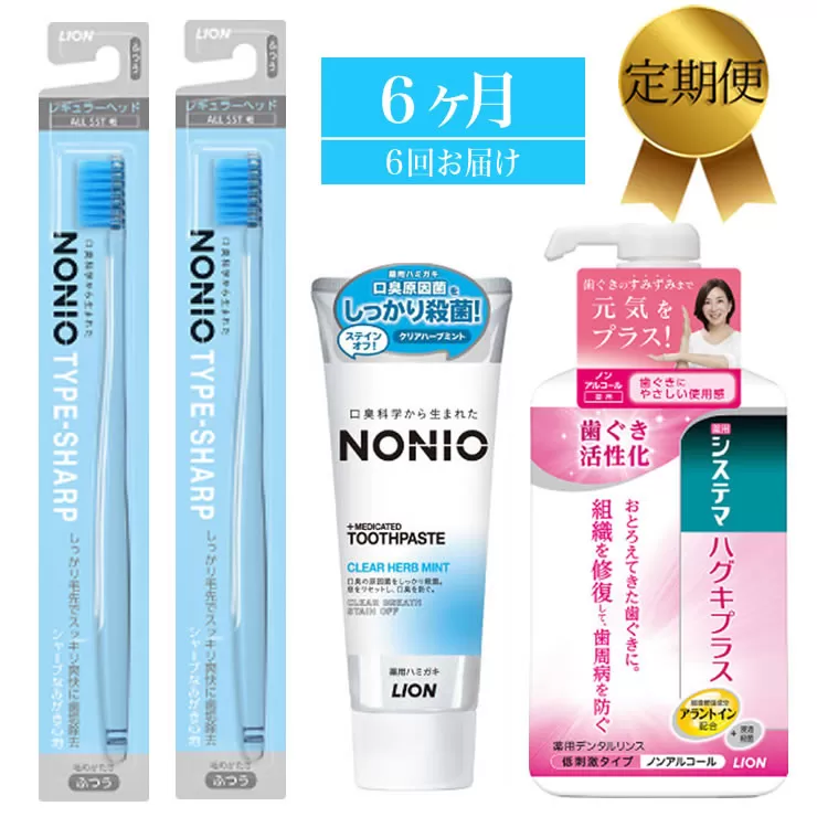 【定期便 毎月 6か月】LION ハミガキセット