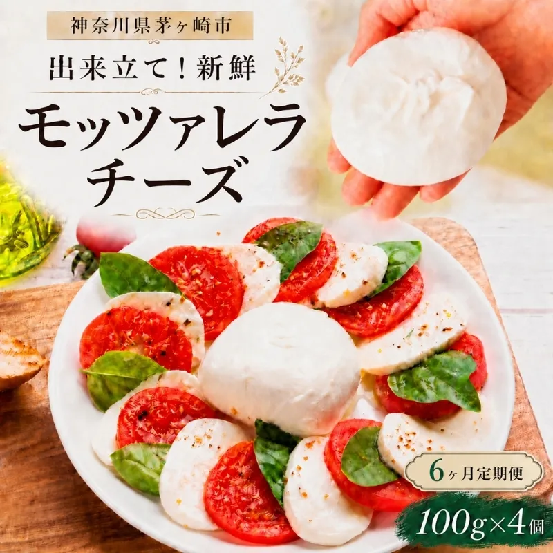  6ヶ月定期便 出来立て新鮮 モッツァレラチーズ100g  ×  4個セット 茅ケ崎産 加工食品 乳製品 チーズ 出来立て 神奈川県産 モッツァレラ 手作り Osteria e Bottega S 神奈川県 湘南 茅ケ崎 フレッシュチーズ  おつまみ ピザ