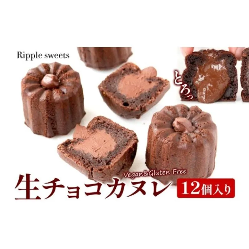 生チョコカヌレ12個入り/ヴィーガンスイーツ/グルテンフリースイーツ 濃厚 生チョコレート 絹豆腐  スイーツ チョコ 健康 低脂肪 ヘルシー 株式会社Ripple  神奈川県 茅ケ崎市