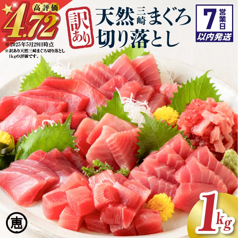 【7営業日以内に発送】＜訳あり＞天然三崎まぐろ 1kg たっぷり10人分！不揃い赤身