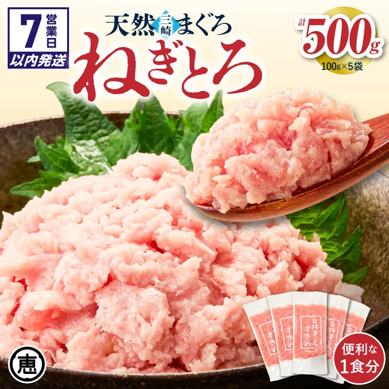 【7営業日以内に発送 または 配送月が選べる】三崎まぐろ 目鉢まぐろのみ使用ねぎとろ すきみ 500g(100g×5P)