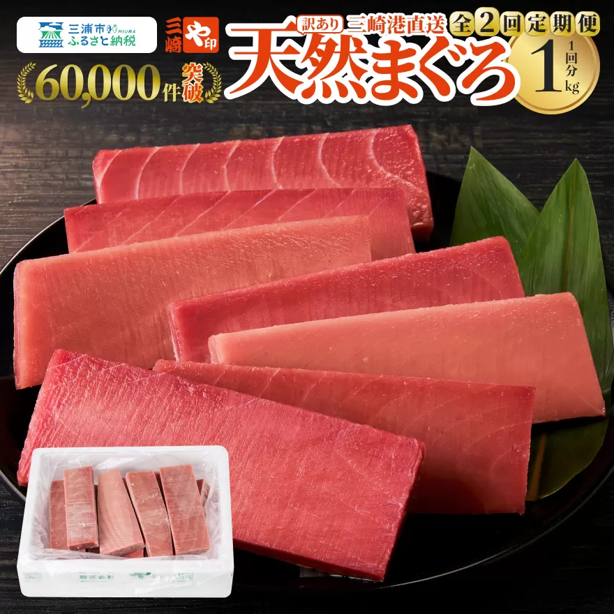 【訳あり】【全2回定期便】【1kgを2回お届け】（徳用）老舗三崎まぐろ問屋から直送！新鮮天然マグロ赤身 1kg