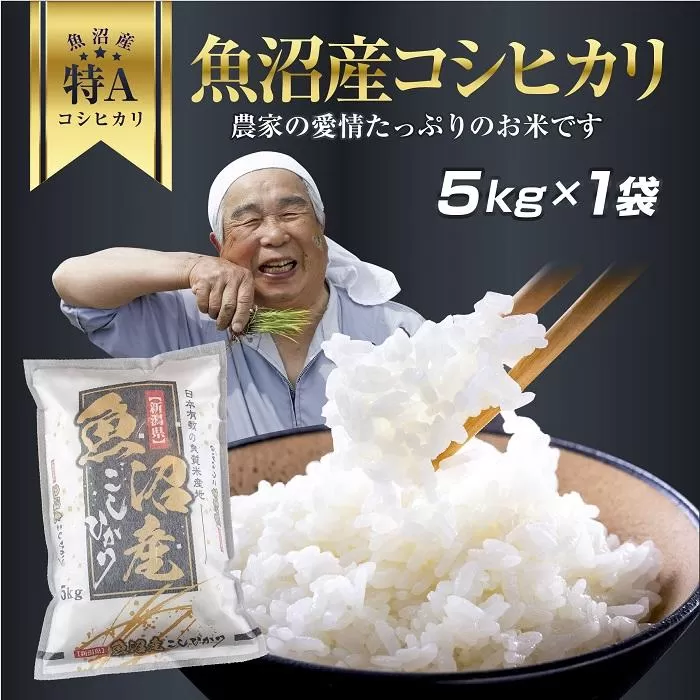 DH01 新潟県 魚沼産 コシヒカリ お米 5kg こしひかり  精米 米（お米の美味しい炊き方ガイド付き）