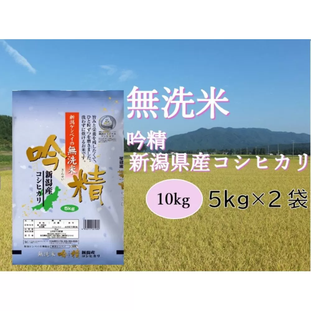 【無洗米吟精】　新潟県産コシヒカリ10Kg（5kg×2）