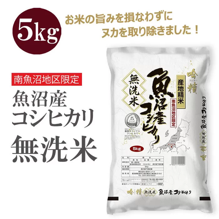 無洗米 吟精 南魚沼産コシヒカリ５kg 令和6年産 精米