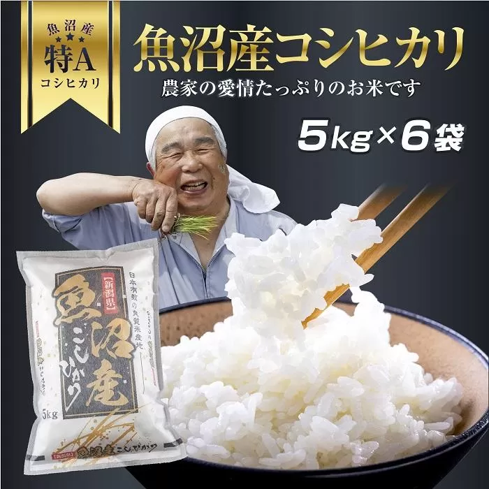 DH07 新潟県 魚沼産 コシヒカリ お米 30kg こしひかり 精米 米（お米の美味しい炊き方ガイド付き）
