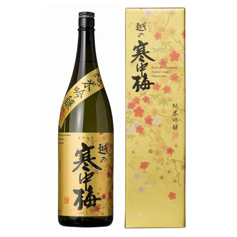 日本酒 純米吟醸 越の寒中梅 金ラベル 1.8L (化粧箱入) ワイングラスでおいしい日本酒アワード 新潟銘醸 【0002-0015-01】
