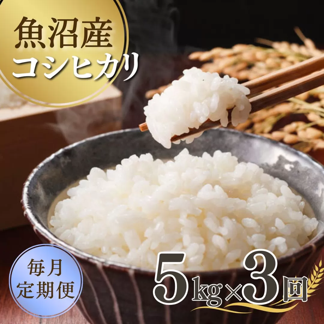 【先行予約】【3か月定期便(毎月全3回)】 令和7年産新米 魚沼産コシヒカリ 5kg×全3回 雪室貯蔵 吉兆楽 【0038-0005DB00-01】