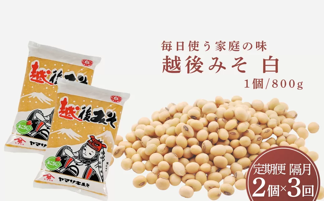 定期便 隔月お届け 越後みそ白 1.6kg（800g×2袋）×全3回 山崎醸造【0002-0361DB00-01】