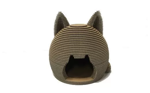 【猫×癒し×インテリア】愛猫のための快適空間 段ボール製 猫ちぐら 猫ちゃん専用のおしゃれな隠れ家 フーゲツ 【0014-0006-01】
