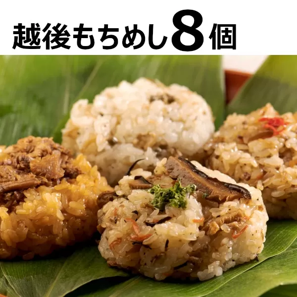 【国産具材のみ使用】モチモチ食感！新潟県産もち米の越後もちめし8個セット(七目・和牛ごぼう・焼豚・ちりめん山椒 各2個) 冷凍・レンジで簡単調理 保存料無添加 かまくら工房 【0012-0001-01】