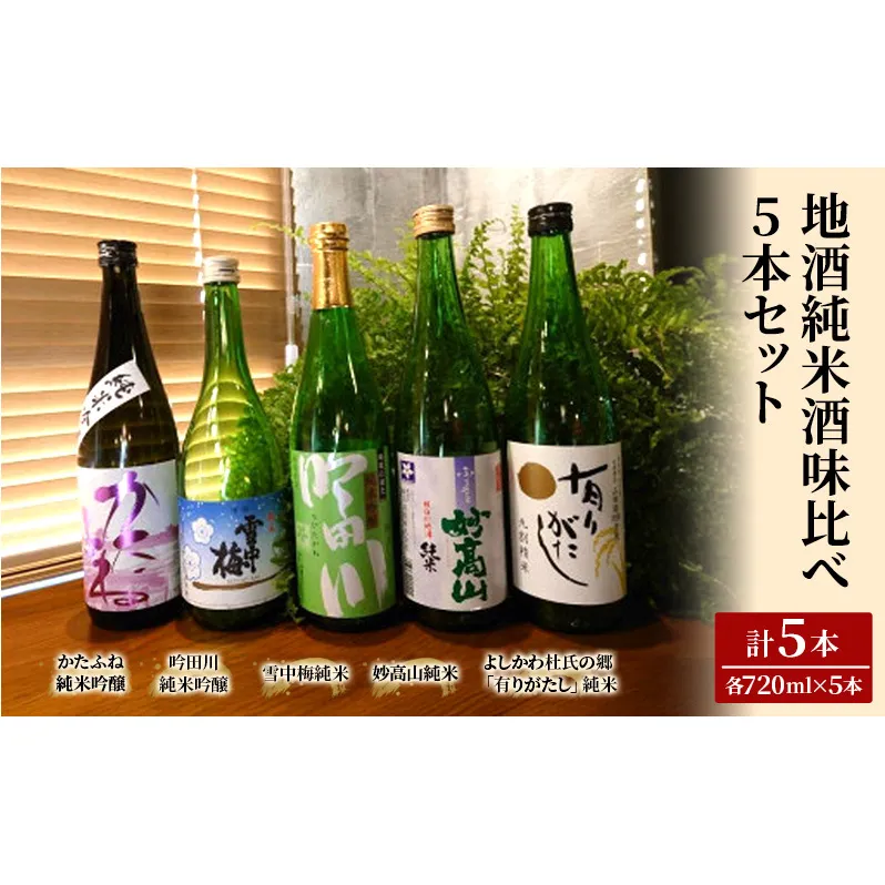 日本酒 地酒純米酒味比べ 720ml 5本 セット 酒 お酒 純米酒 飲み比べ 新潟