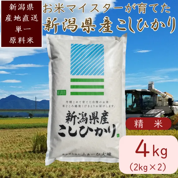 令和7年産 お米マイスターが育てた上越産コシヒカリ4kg(2kg×2) 白米　精米