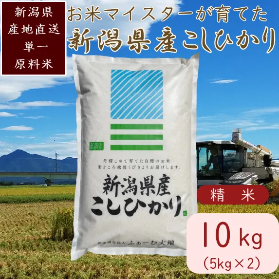 令和7年産 お米マイスターが育てた上越産コシヒカリ10kg(5kg×2)白米　精米