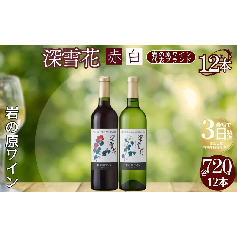 ワイン 岩の原ワイン 深雪花 赤白12本セット（赤×6本、白×6本 各720ml） アルコール 酒 ギフト 新潟 上越 最短3日で発送