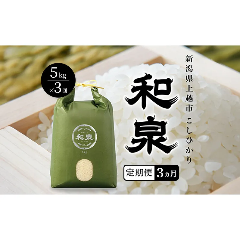先行予約 新米 定期便3ヶ月配送 令和8年 新潟県 上越産 こしひかり 5kg 5キロ×3回 和泉 ワイズファーム 上越市 精米 米 ギフト 喜ばれる コシヒカリ