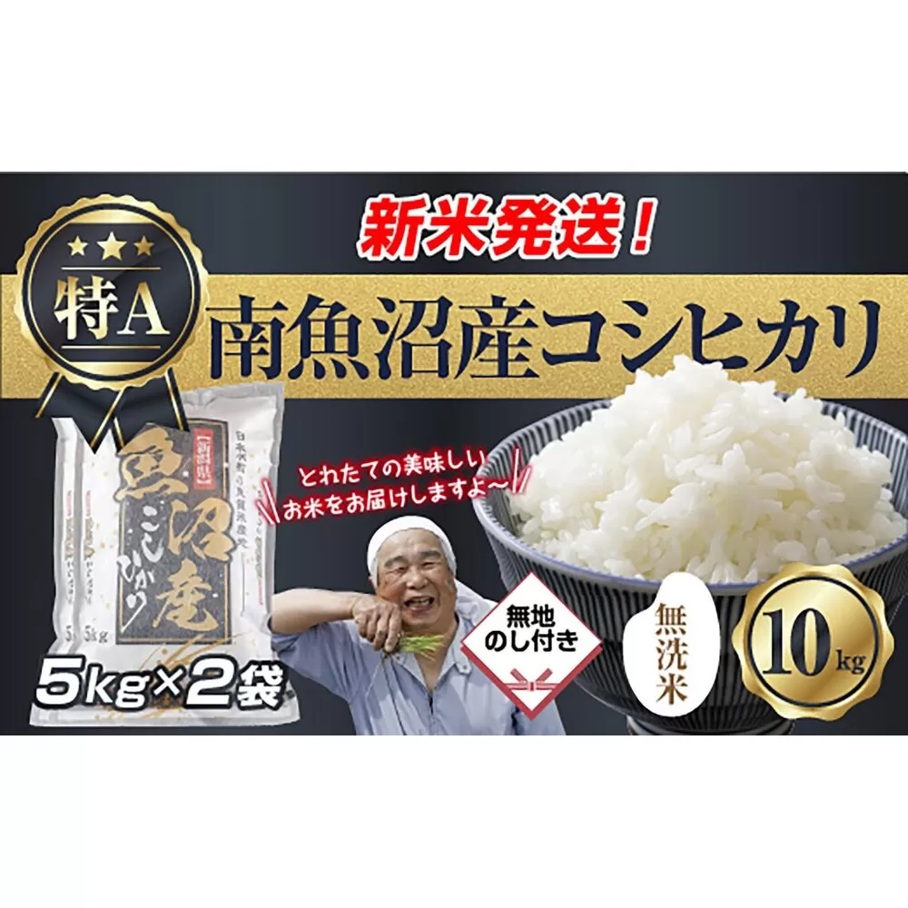 無地のし 「無洗米」 令和7年産 新潟県 南魚沼産 コシヒカリ お米 5kg×2袋 計10kg 精米済み（お米の美味しい炊き方ガイド付き） お米 こめ 白米 こしひかり 食品 人気 おすすめ 送料無料 魚沼 南魚沼 南魚沼市 新潟県産 新潟県 精米 産直 産地直送 お取り寄せ