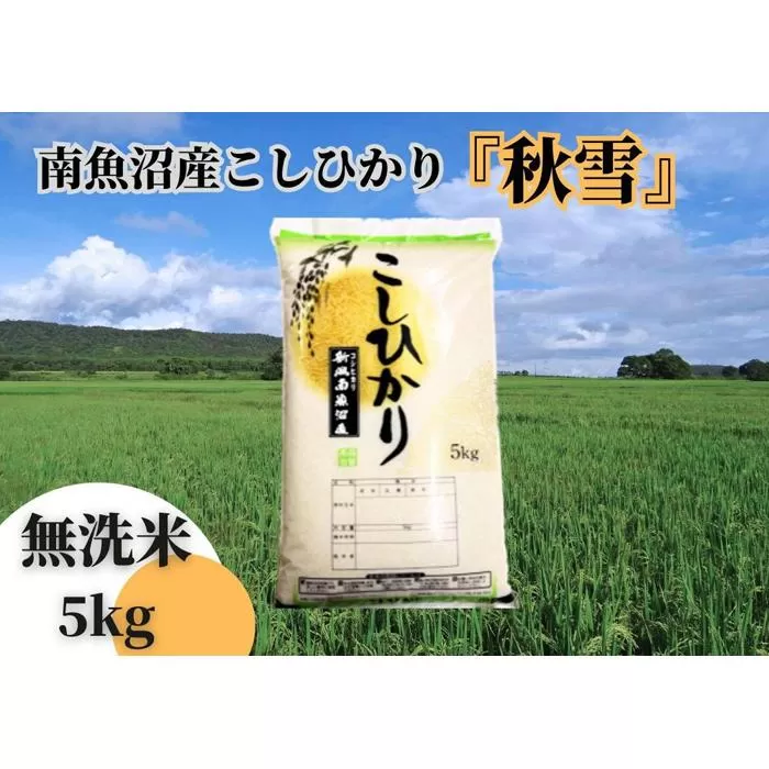 【令和7年産 新米予約】南魚沼産こしひかり「秋雪」無洗米５ｋｇ 新潟県の特A地区南魚沼市の美味しいお米【2025年（令和7年）10月上旬より順次発送予定】【米 お米 こしひかり 南魚沼 米 無洗米 こめ 新潟 米】