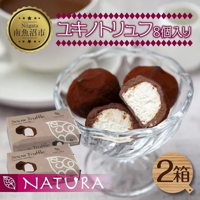 ユキノトリュフ 8個 2箱 チョコレート ココア おやつ スイーツ  洋菓子 バレンタイン 誕生日 お祝い 贈り物 ギフト お取り寄せ 冷凍 グルメ パーティー 魚野の里 ナトゥーラ 新潟県 南魚沼市