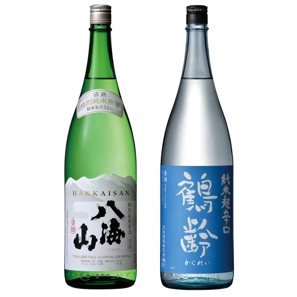 日本酒 八海山 特別純米原酒・鶴齢 純米酒 超辛口 1800ml×2本セット