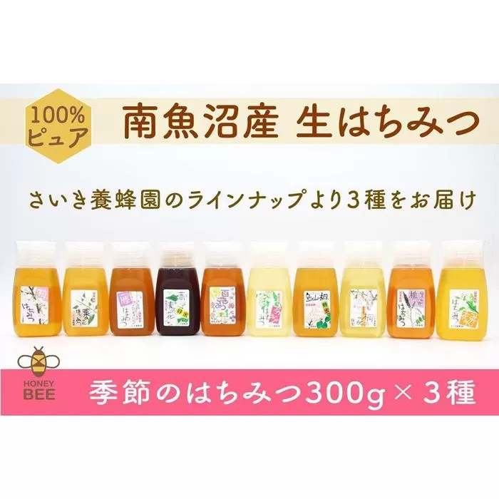 さいき養蜂園　天然ピュア 蜂蜜　季節のはちみつ ３００ｇ×３種 お楽しみセット