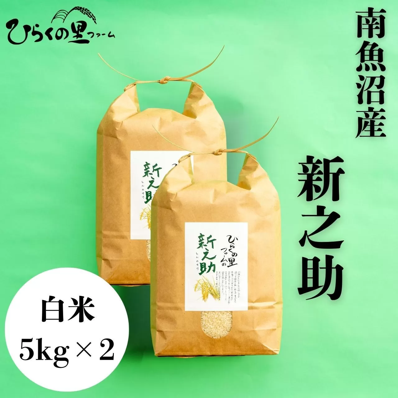 【R7年産】金賞 南魚沼産新之助 白米5kg×2 きらめく大粒！ ひらくの里ファーム【2025年11月上旬より順次発送予定】
