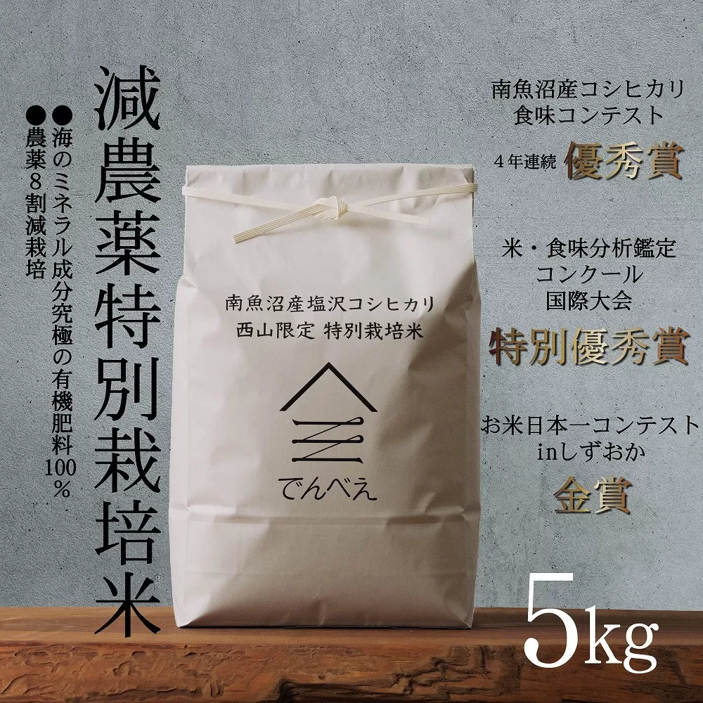 【令和7年産新米予約】南魚沼食味コンクール4年連続優秀賞　減農薬特別栽培米5kg　南魚沼塩沢産コシヒカリ【2025年9月中旬より順次発送予定】