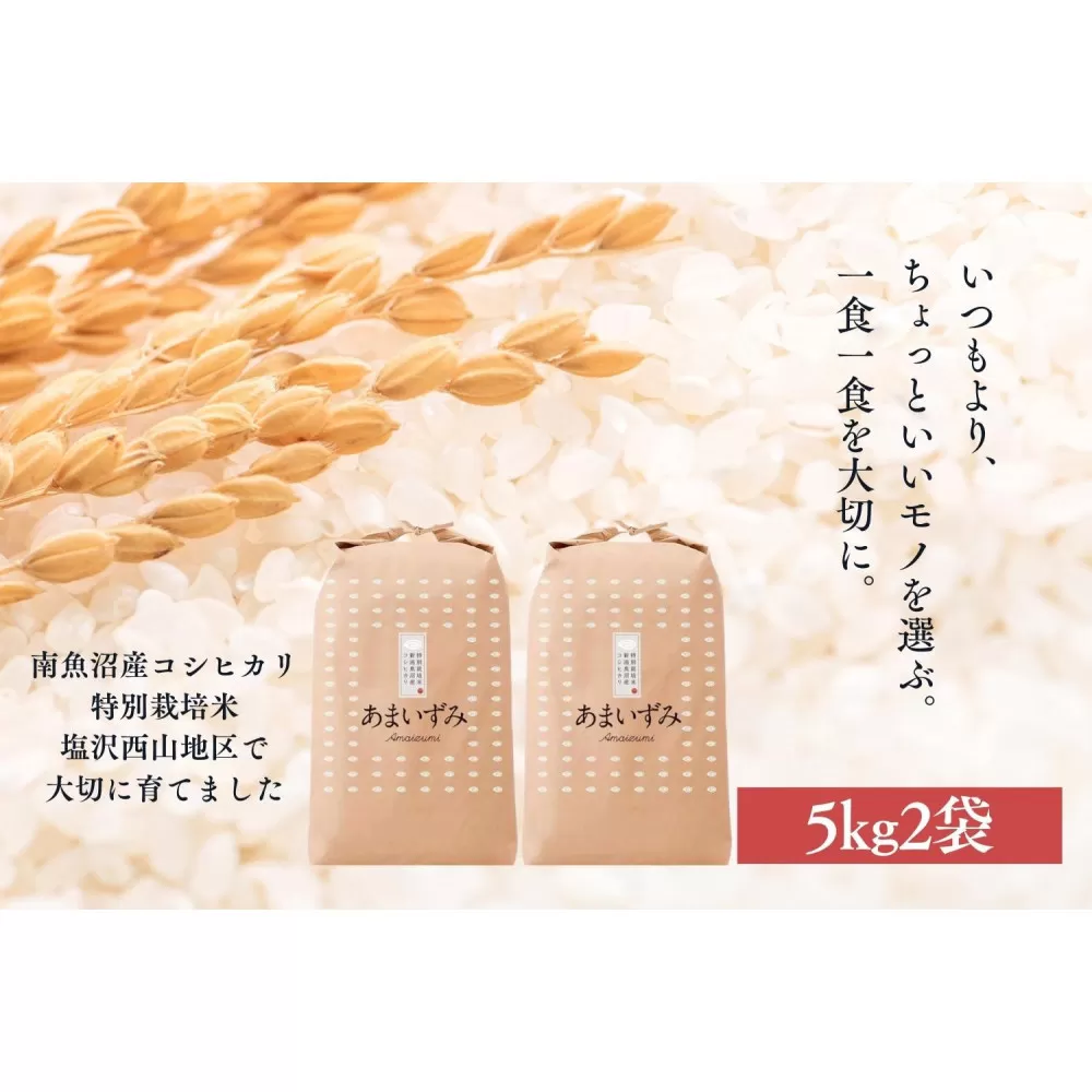 【令和7年産新米予約】【玄米】令和7年度産 あまいずみ 南魚沼産コシヒカリ 5kg×2袋【2025年10月上旬より順次発送予定】