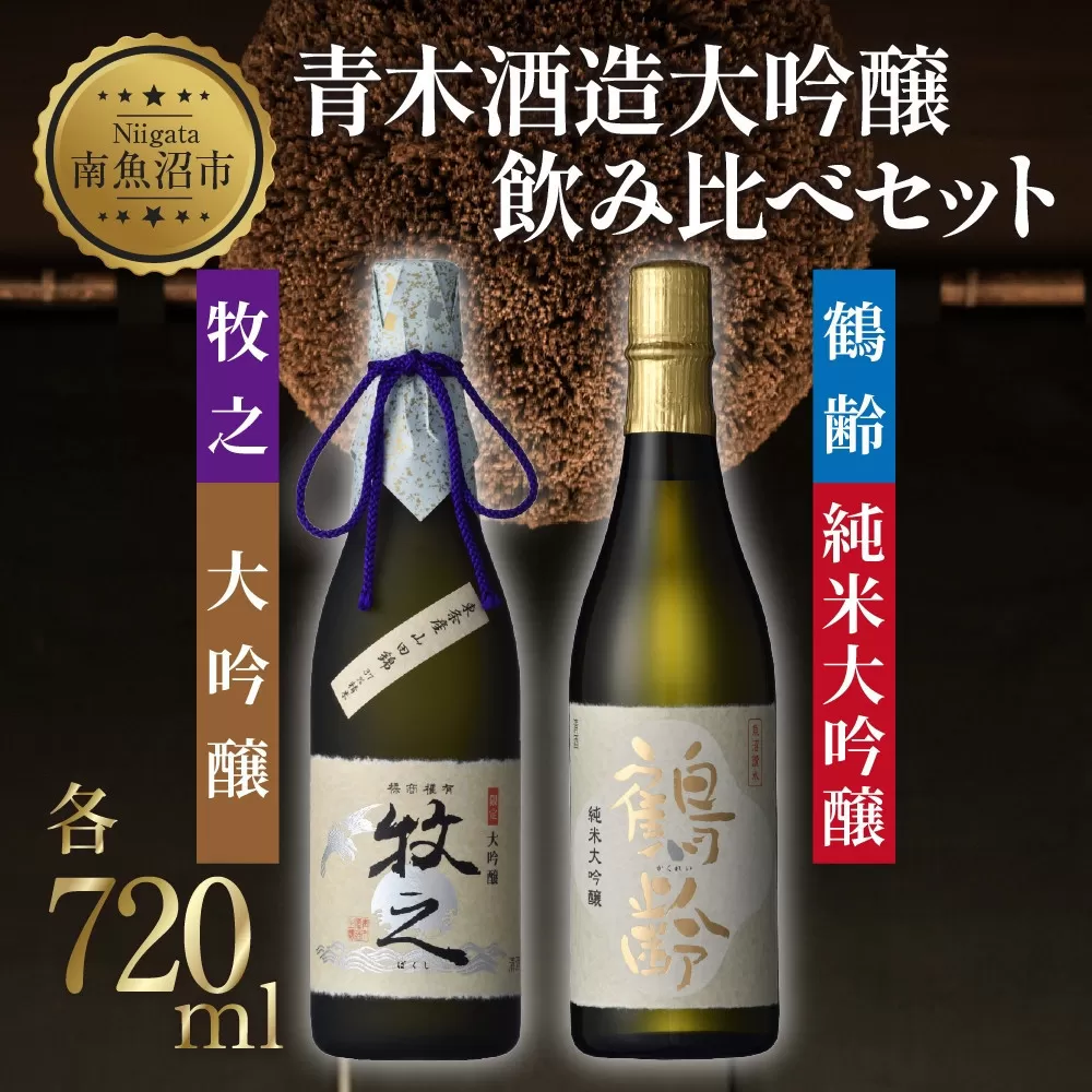 青木酒造大吟醸 飲み比べセット 鶴齢純米大吟醸 720ml 牧之大吟醸 720ml 大吟醸 飲み比べ 大吟醸 日本酒 にほんしゅ お酒 酒 さけ おさけ すっきり アルコール 新酒鑑評会出品酒 お取り寄せ 送料無料 新潟県 南魚沼市 金田屋酒店