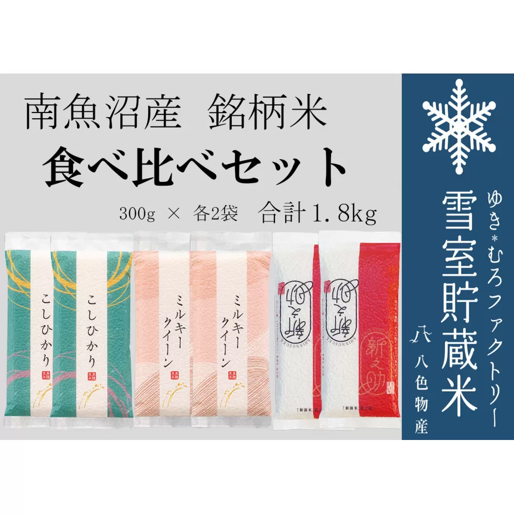 雪室貯蔵米 コシヒカリ、ミルキークィーン、新之助 食べ比べ